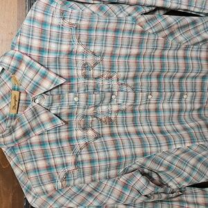 Wrangler Plaid Western Cowgirl Button Down Shirt